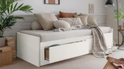 Ausziehbett 80/160x200cm "Jasmin" Kiefer massiv weiß