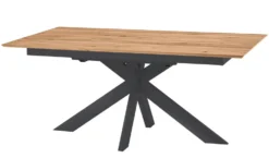 Ausziehtisch verschieden Größen 'Locarno' Wildeiche massiv & Metall anthrazit 200/285x100 cm
