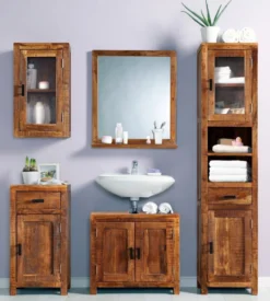 Badhochschrank 42x190cm 'Austin' Akazie massiv lackiert