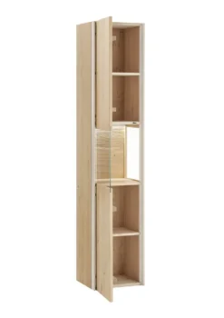 Badhochschrank 39x173cm inkl.Beleuchtung 'Avallon' Wildeiche geölt & creme Rechts