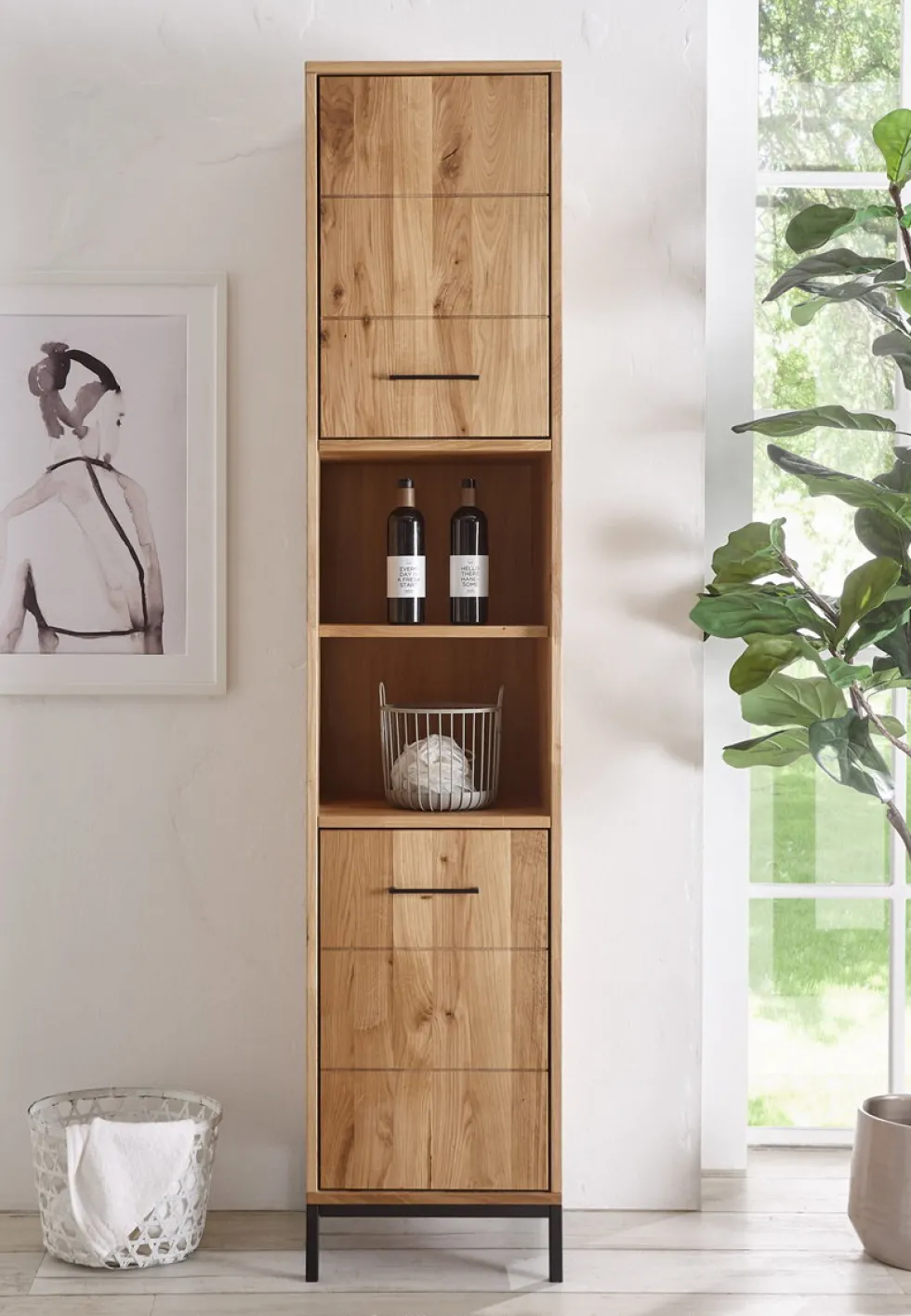 Badhochschrank 40x190cm 'Orlando' Wildeiche massiv geölt