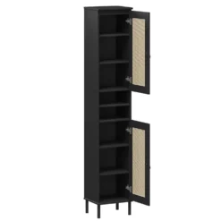Badhochschrank 35x190cm 'Seattle' Kiefer massiv schwarz