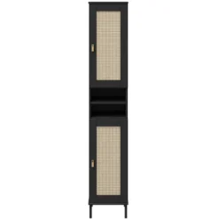 Badhochschrank 35x190cm 'Seattle' Kiefer massiv schwarz