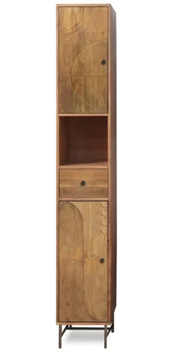 Badhochschrank 30x190cm 'Swing' Mango & Metall schwarz