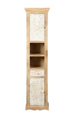 Badhochschrank 45x190cm 'Tibet' Mango natur & weiß antik