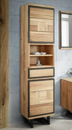 Badhochschrank 45x185cm 'Timbero' Eiche massiv hängend oder stehend