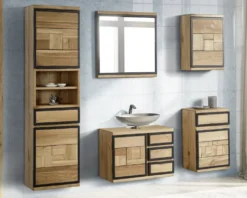 Badhochschrank 45x185cm 'Timbero' Eiche massiv hängend oder stehend