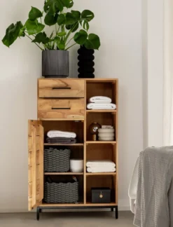 Badmidischrank 67x116cm 'Albany' Akazie massiv lackiert