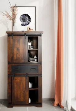 Badmidischrank 68x137cm 'Bayamo' Mango & Eisen