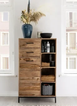 Badmidischrank 67x116cm 'Hudson' Sheesham gebeizt