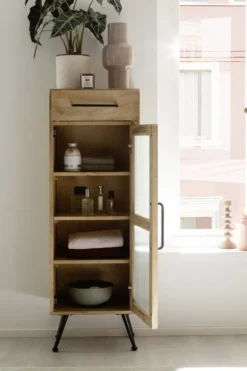 Badmidischrank 42x123cm 'Manchester' Mango honigfarben massiv