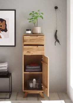 Badmidischrank 40x115cm 'Memphis' Wildeiche massiv geölt 2 SK