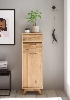 Badmidischrank 40x115cm 'Memphis' Wildeiche massiv geölt 2 SK