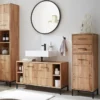 Badmidischrank 40x115cm 'Orlando' Wildeiche massiv geölt 2 SK