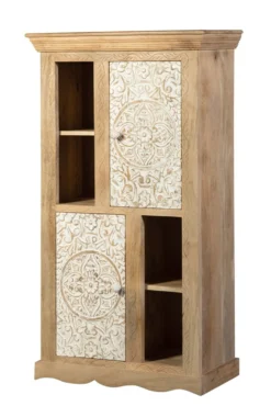 Badmidischrank 67x115cm 'Tibet' Mango natur & weiß antik