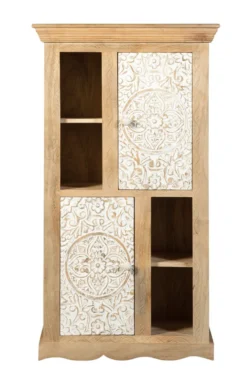 Badmidischrank 67x115cm 'Tibet' Mango natur & weiß antik