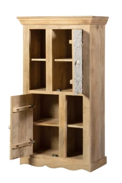 Badmidischrank 67x115cm 'Tibet' Mango natur & weiß antik