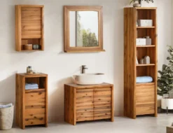 Badoberschrank 40x70cm 'Dakar' Akazie massiv lackiert