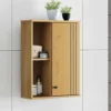 Badoberschrank 52x70cm 'Detroit' Kiefer massiv eichefarbig & schwarz