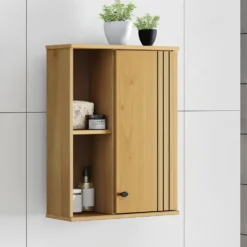 Badoberschrank 52x70cm 'Detroit' Kiefer massiv eichefarbig & schwarz