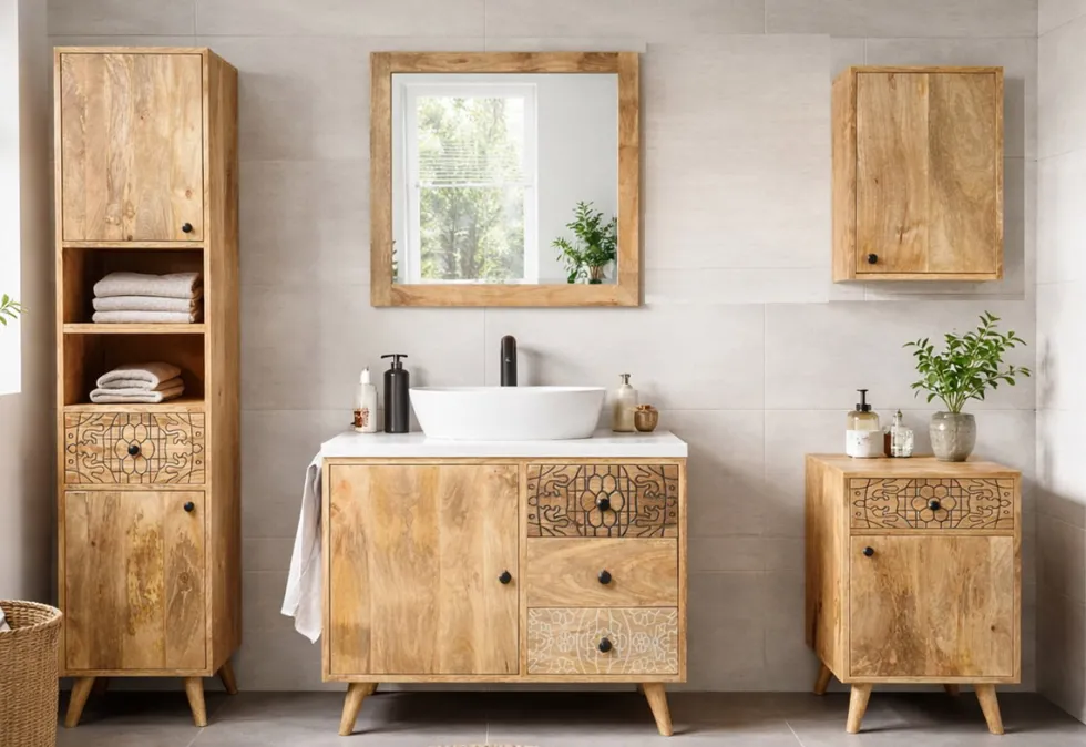 Badoberschrank 40x60cm 'Lyn' Mangoholz