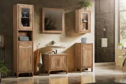 Badoberschrank 44x70cm 'Pure' Akazie massiv