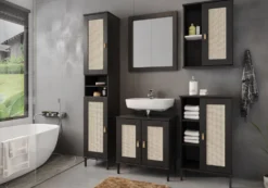 Badoberschrank 52x70cm 'Seattle' Kiefer massiv schwarz