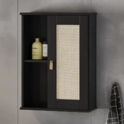 Badoberschrank 52x70cm 'Seattle' Kiefer massiv schwarz