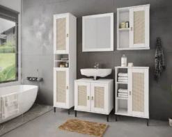 Badoberschrank 52x70cm 'Seattle' Kiefer massiv weiß