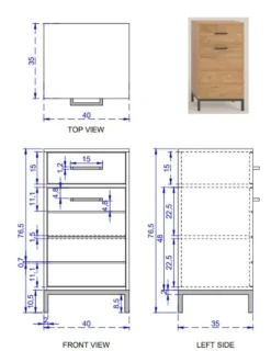 Badunterschrank 40x77cm 'Albany' Akazie massiv lackiert