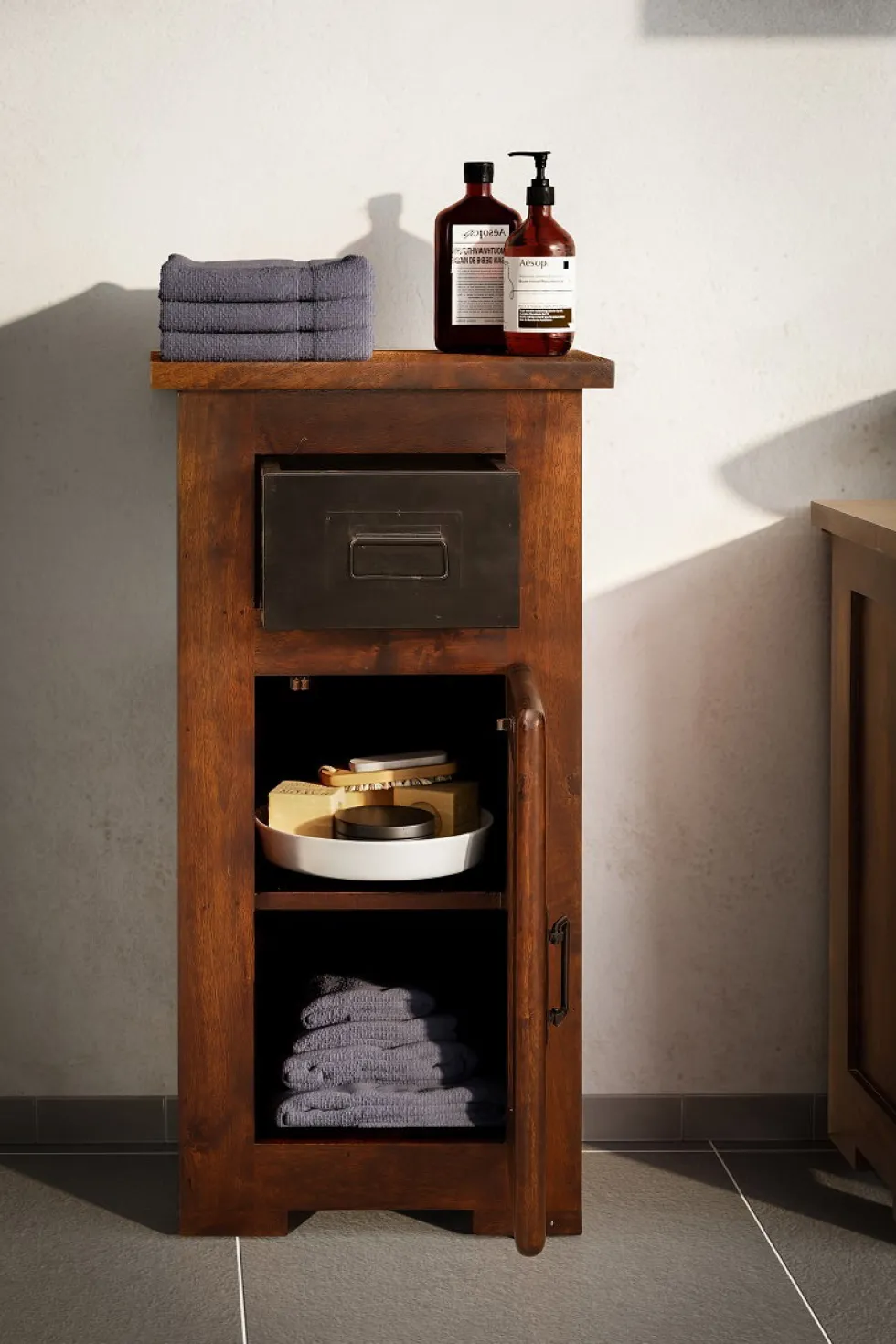Badunterschrank 42x80cm 'Bayamo' Mango & Eisen