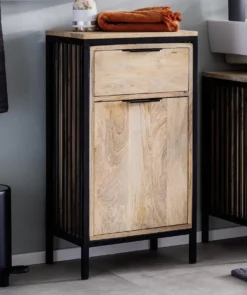 Badunterschrank 43x80cm 'Brooklyn' Mango & Metall schwarz
