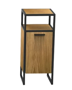 Badunterschrank 35x80cm 'Derry' Eiche massiv & Metall schwarz