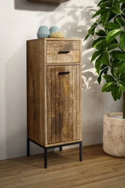 Badunterschrank 30x90cm 'Life' Mango & Metall schwarz