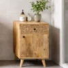 Badunterschrank 40x77cm 'Lyn' Mangoholz mit schwarzen Ornamenten