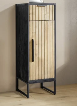 Badunterschrank 30x90cm 'Namibia' Eiche & Mango schwarz