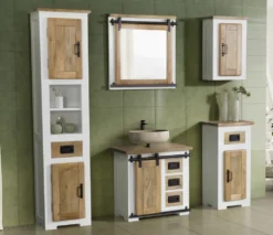 Badunterschrank 42x80cm 'Slyder' Mango weiß & natur