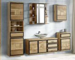 Badunterschrank 42x80cm 'Timbero' Eiche massiv hängend oder stehend