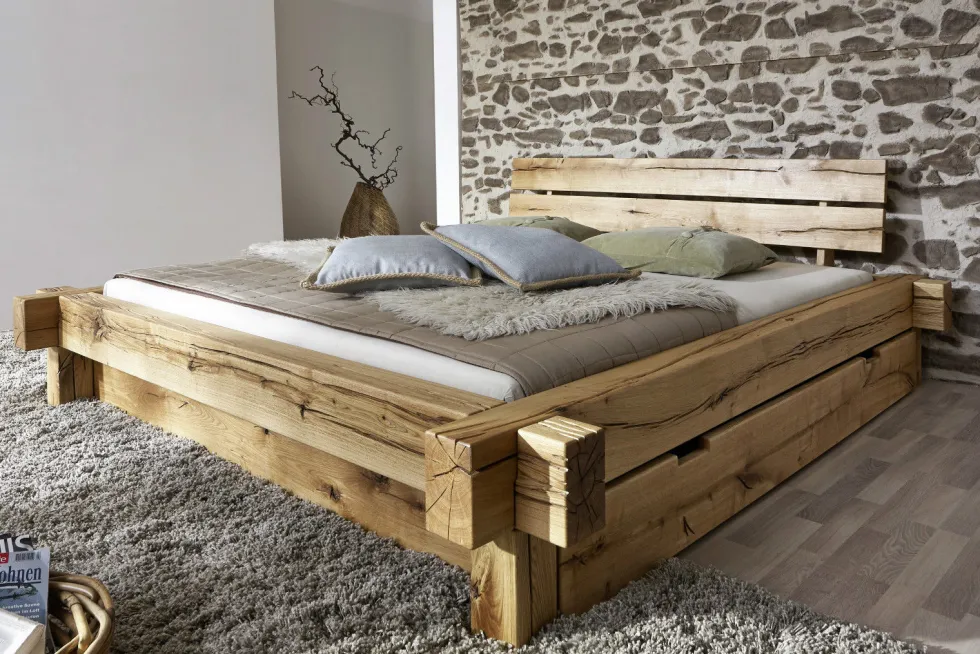Balkenbett "Daniel" mit Schubkasten 180x200cm BE-0405
