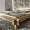 Balkenbett 'Daniel' 200x200cm Wildeiche massiv BE-0405