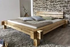 Balkenbett 'Daniel' 200x200cm Wildeiche massiv BE-0405