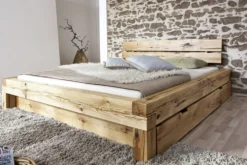 Balkenbett 'Manuel' mit Schubkasten 200x200cm BE-0405