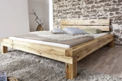Balkenbett 'Manuel' 160x200cm Wildeiche massiv BE-0405