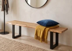 Bank 200cm "Clark I" Wildeiche massiv & Metall schwarz