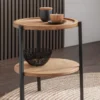 Beistelltisch 40cm 'Lissabon' Wildeiche Stahl schwarz 2 Platten