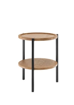 Beistelltisch 40cm 'Lissabon' Wildeiche Stahl schwarz 2 Platten