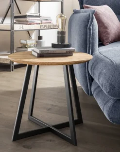 Beistelltisch 50cm 'Lissabon' Wildeiche Stahl schwarz