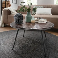 Beistelltisch 80cm "Ronja" recyceltes Teakholz braun