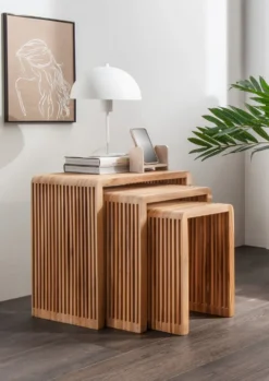 Beistelltisch 3er-Set "Woody" recyceltes Teakholz