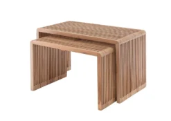 Beistelltisch 2er-Set "Woody" recyceltes Teakholz groß